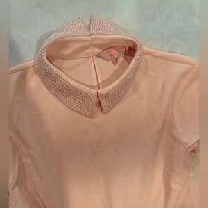Ted Baker Pink Top with Embellished Collar, Size S, Like New